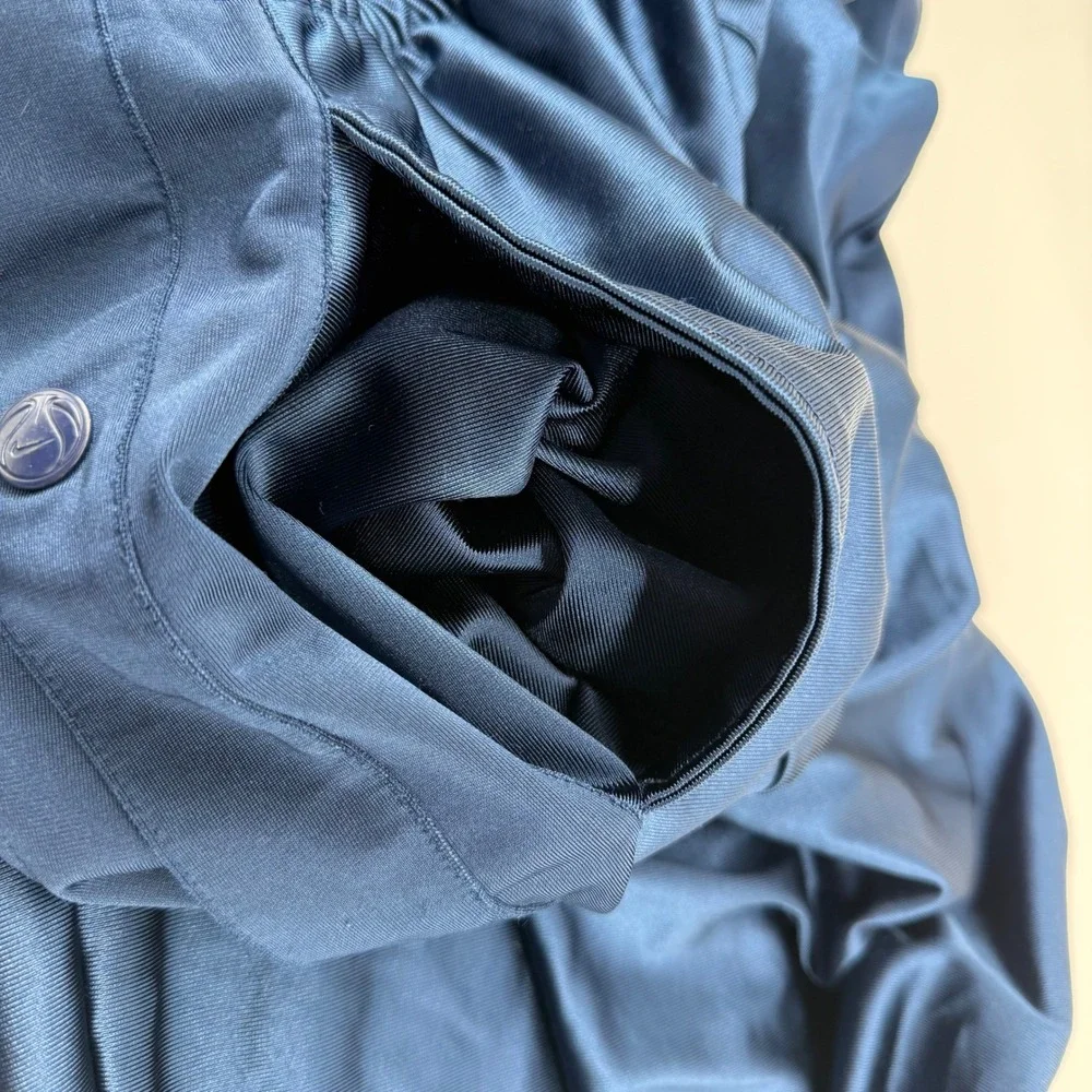 Vintage Nike Track Pants Mens XL Navy Blue Tearaway Snap Button Basketball Satin